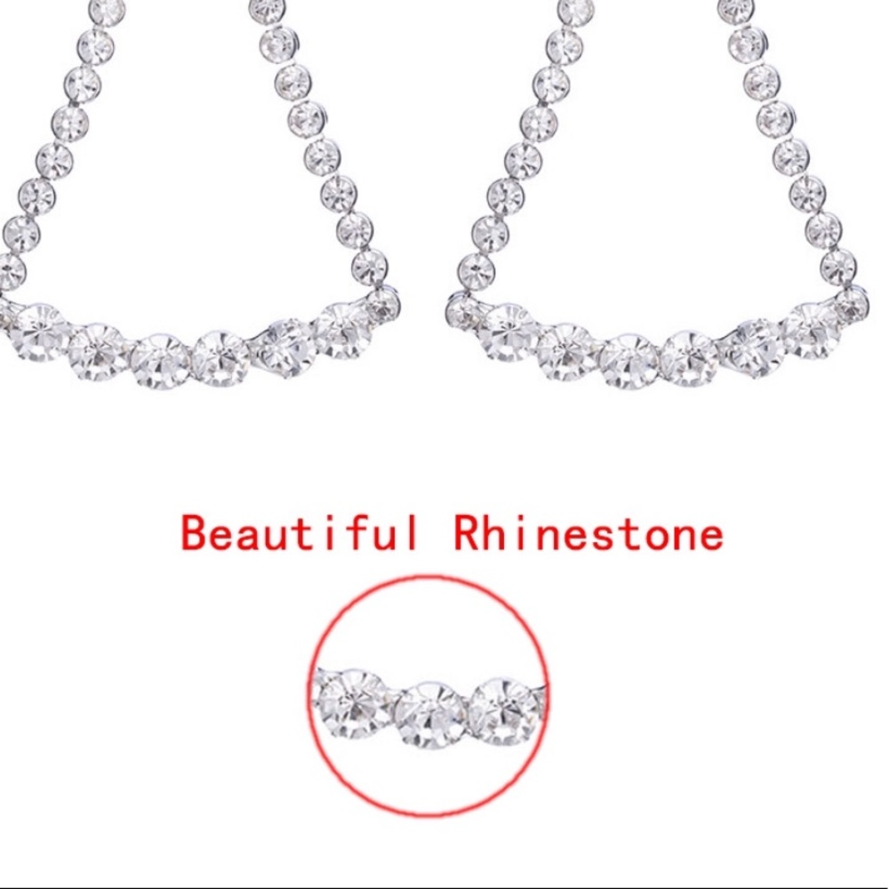 Triangle Rhinestone Piercing Earrings - Picture 6 of 6
